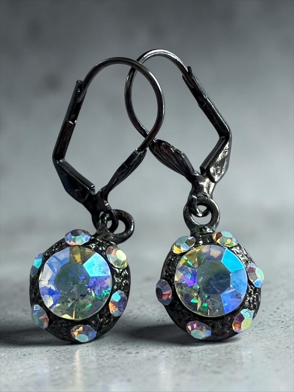 💖 Aurora Borealis Crystal Leverback Earrings 💖